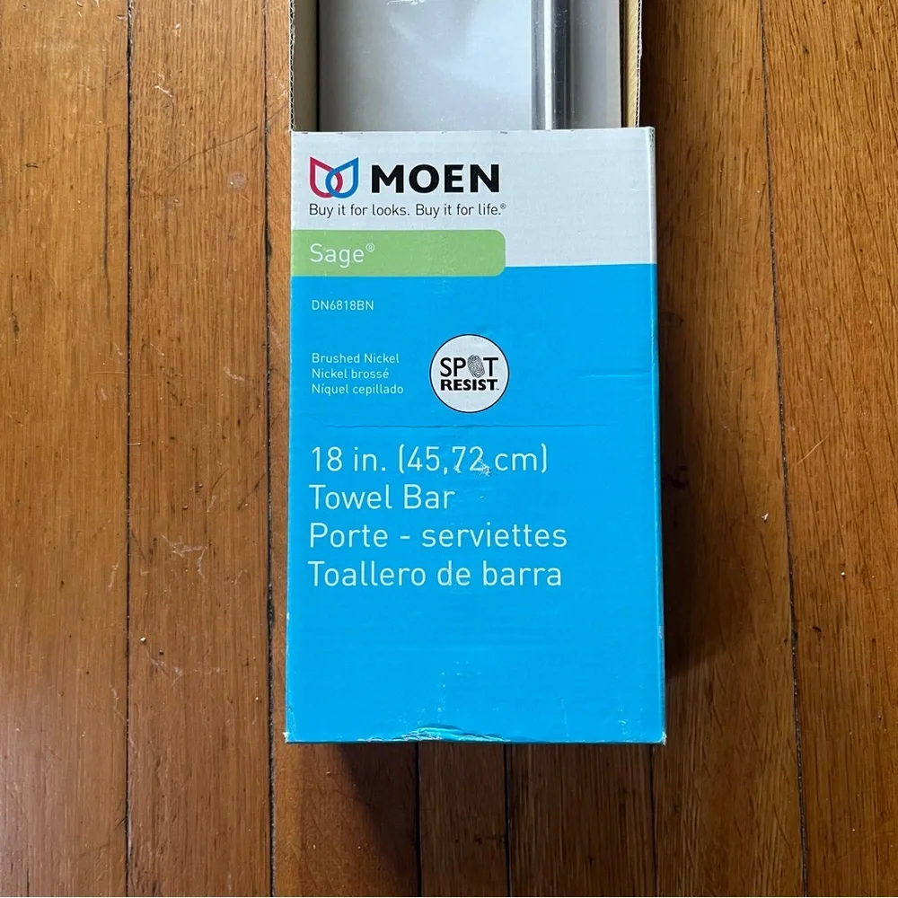 NWT Moen Sage Towel Bar 18” Brushed Nickel #DN6818BN Spot Resist Boxed